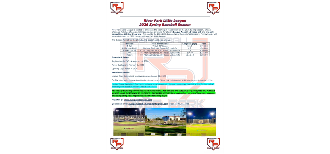2026 Spring Registration NOW OPEN!